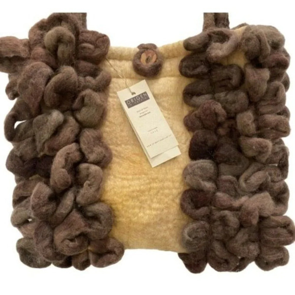 Handcrafted One Of A Kind Felted Wool Chile Nuno Technique Sheep Wool Handbag - Picture 2 of 4